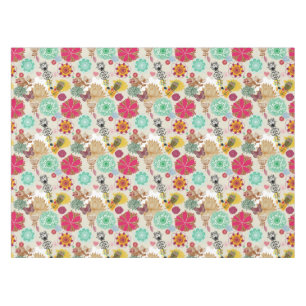 Floral pattern in retro style tablecloth