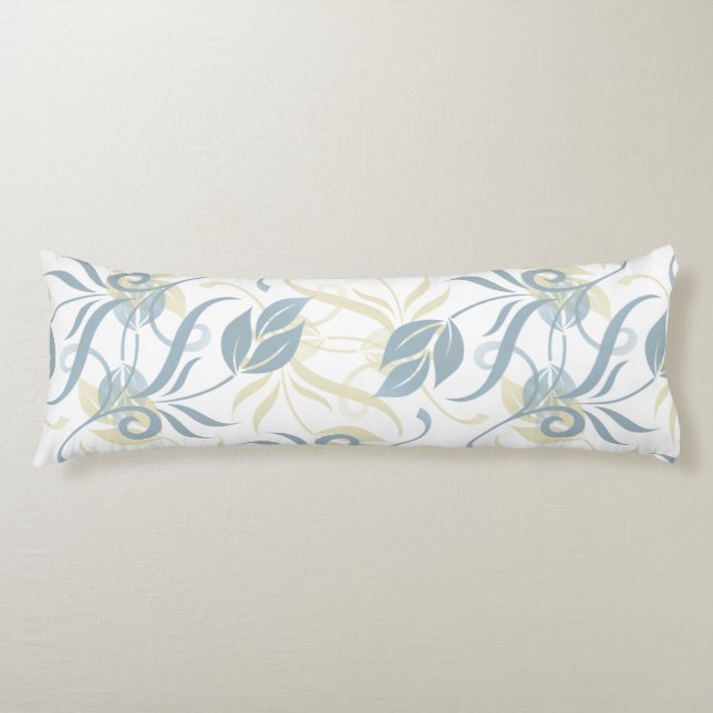 Floral Pattern in Slate Blue   Body Pillow (Front)