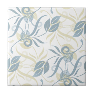 Floral Pattern in Slate Blue Tile