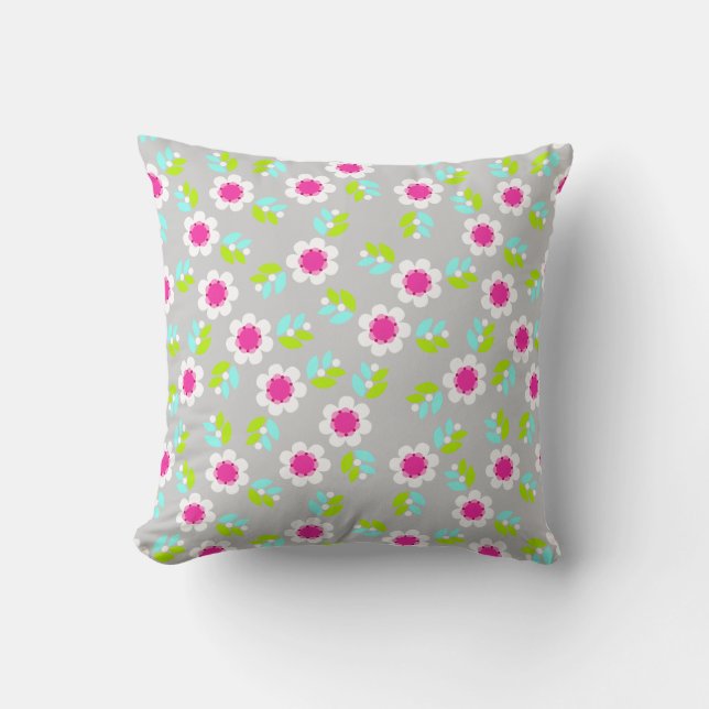 Floral Pattern In Spring Colours Throw Pillow (Front)