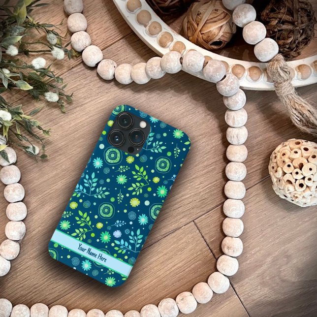 Floral Pattern Inspirivity Modern Blue Customized Case-Mate iPhone Case (Creator Uploaded)