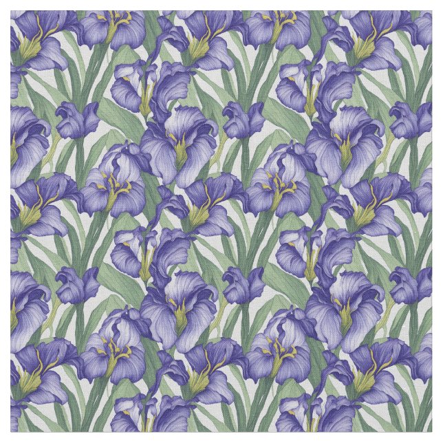 Floral Pattern Iris Flowers Fabric (Close Up)
