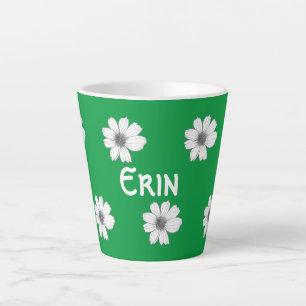 Floral pattern Irish green custom name Latte Mug