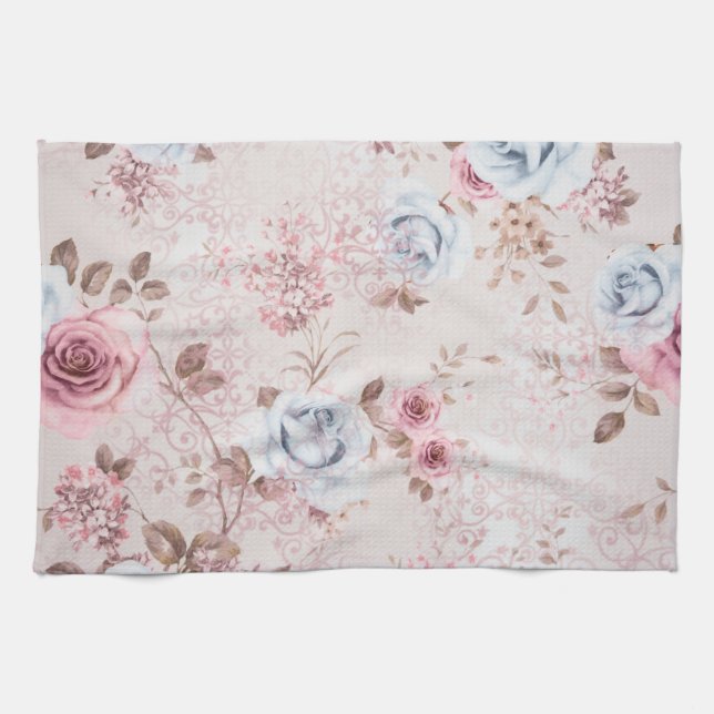 Floral pattern kitchen towel (Horizontal)