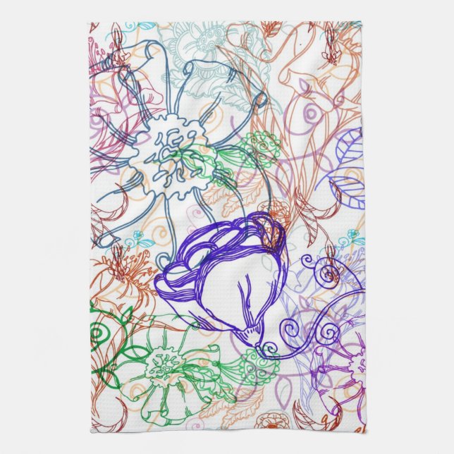 Floral Pattern Kitchen Towel (Vertical)