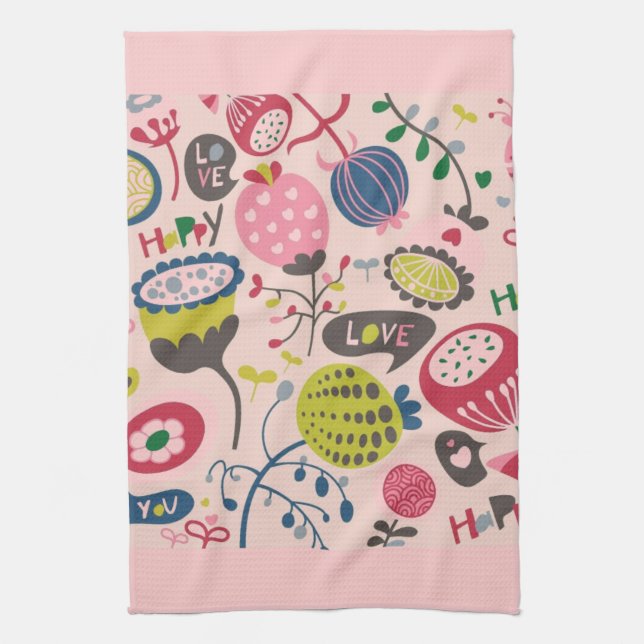 Floral Pattern Kitchen Towel (Vertical)