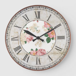 Floral pattern large clock
