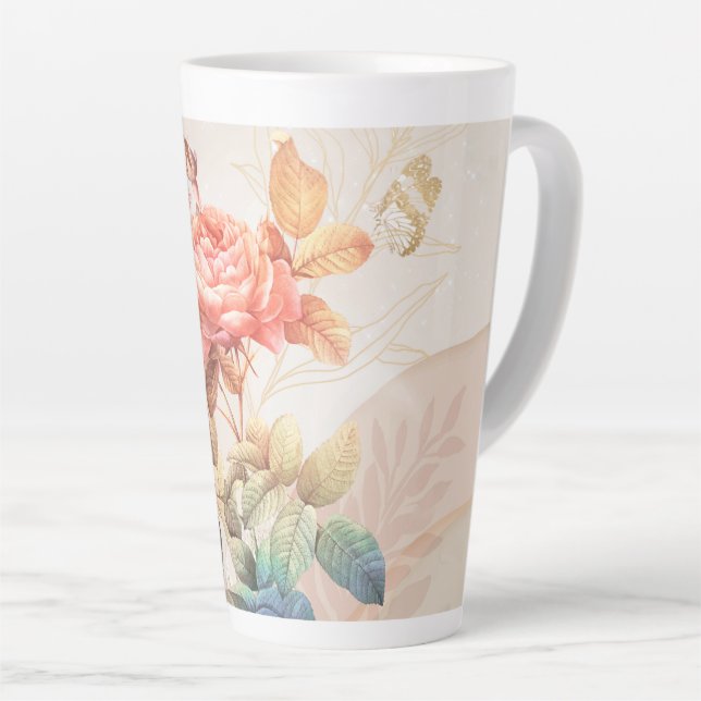 floral pattern latte mug (Right Angle)