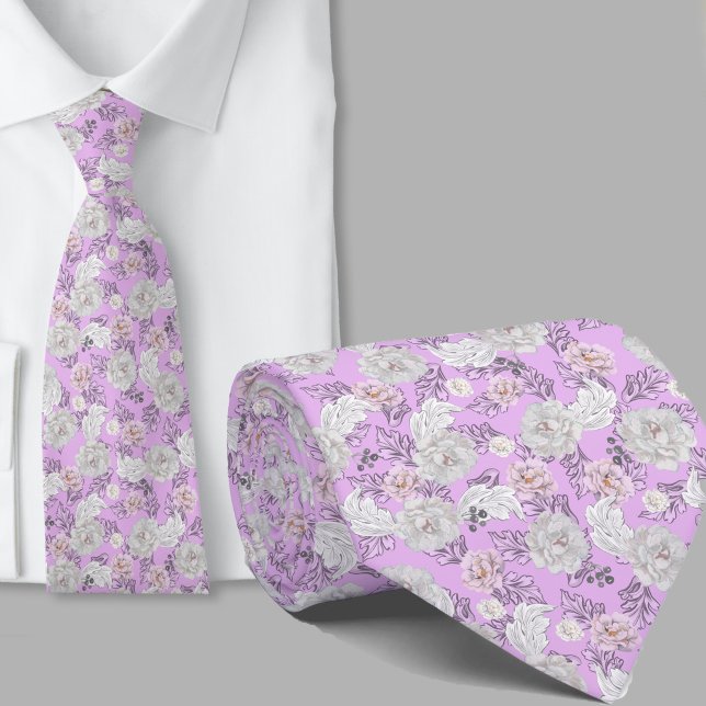 Floral Pattern Lavender Flowers Necktie (Creator Uploaded)