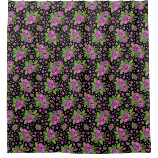 Floral Pattern Lilac Pink Green Black