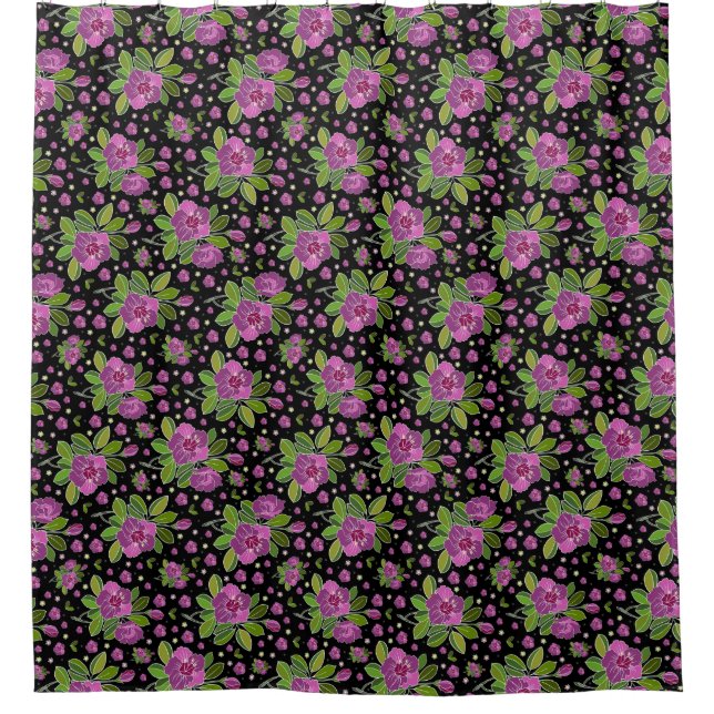 Floral Pattern Lilac Pink Green Black (Front)