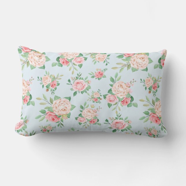 Floral Pattern Lumbar Pillow (Front)