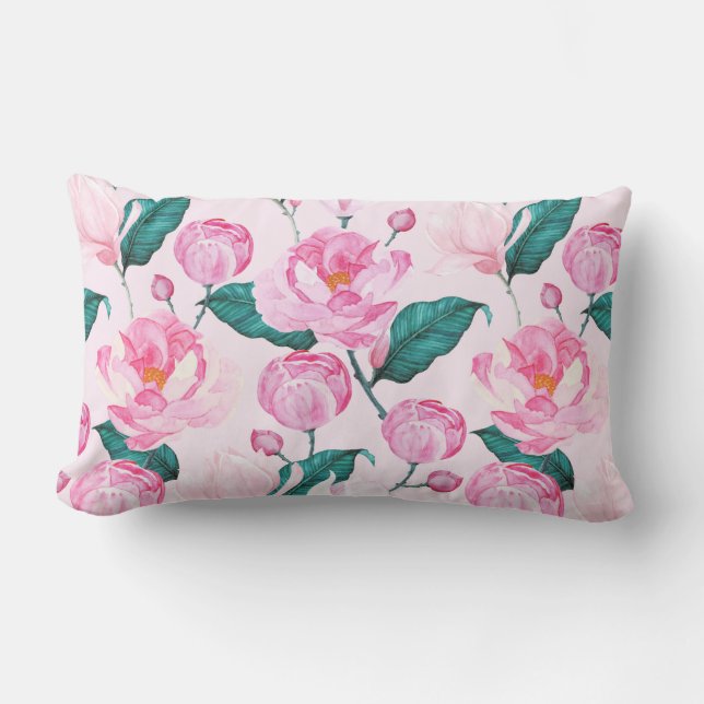Floral Pattern Lumbar Pillow (Front)
