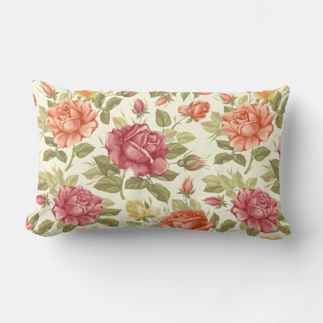 Floral Pattern Lumbar Pillow (Front)