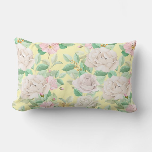 Floral Pattern Lumbar Pillow (Front)