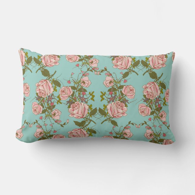 Floral Pattern Lumbar Pillow (Front)