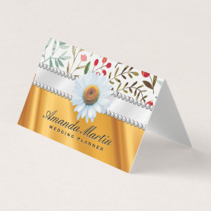 Floral Pattern   Lux Gold Silk Drapery Business Card