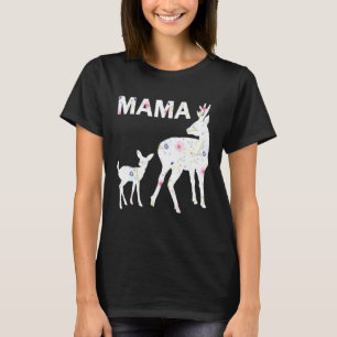 Floral Pattern Mama Fawn Doe Fitted Scoop Mothers T-Shirt