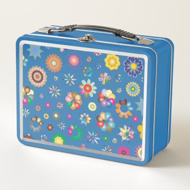 Floral Pattern Metal Lunch Box (Front)