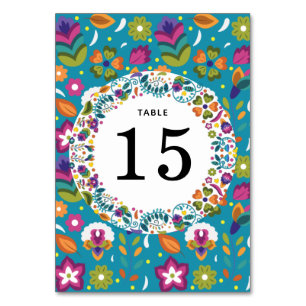 Floral Pattern Mexican Style Wedding Table Number