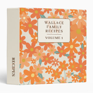 Floral Pattern Modern Family Recipes 3 ring binder
