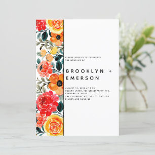 Floral Pattern Modern Wedding Invitation