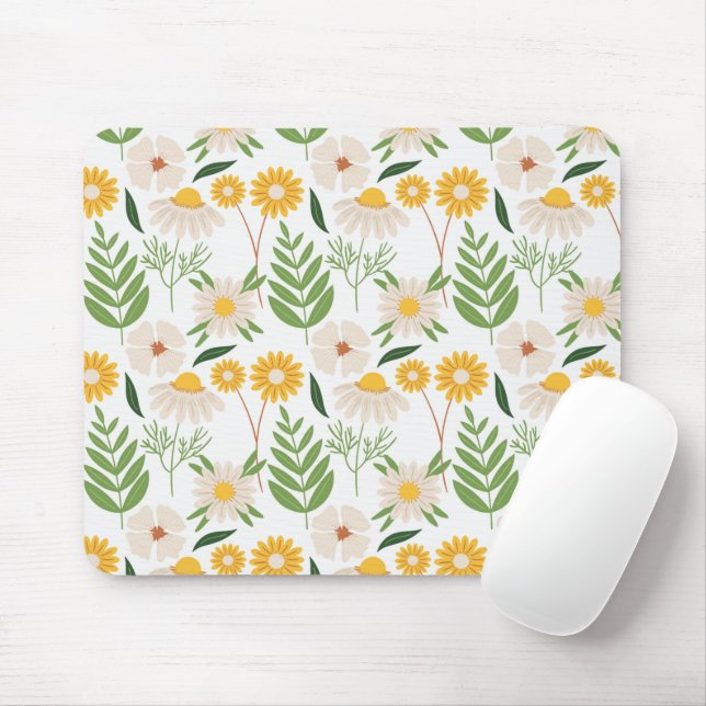 Floral Pattern Mouse Pad (With Mouse)