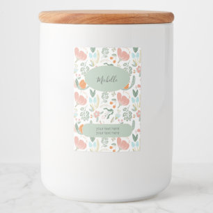 Floral pattern name and text personalized food label