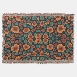 Floral Pattern Nasturtium Flowers Throw Blanket