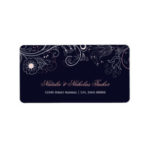 Floral Pattern Navy with Tulip - Address Labels