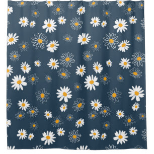 Floral Pattern Navy Yellow Classis Daisies