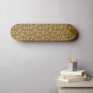 Floral Pattern of Abstract Brown Daisies Skateboard