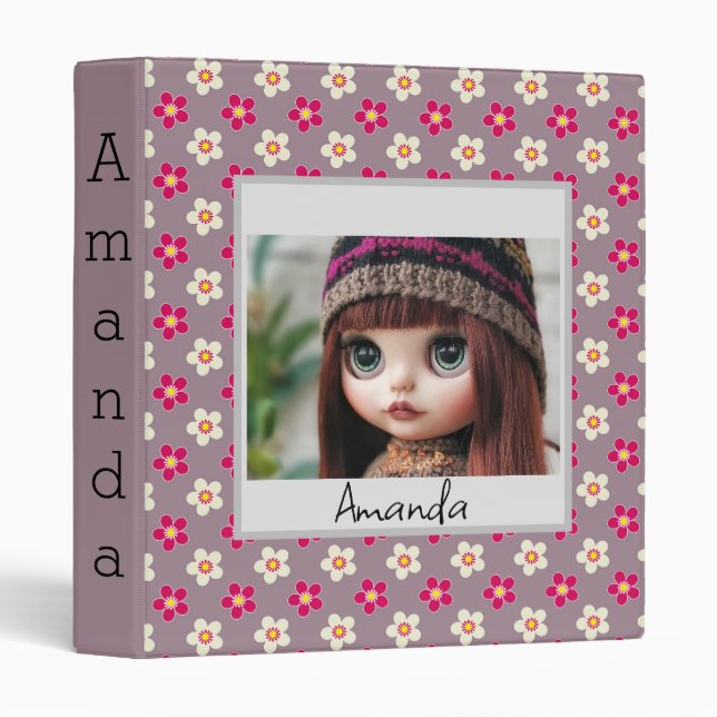 Floral pattern of crimson and white flowers on a c binder (Front/Spine)