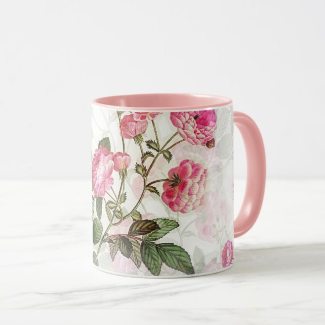 Floral Pattern of Pink Flowers Mug (Front Right)