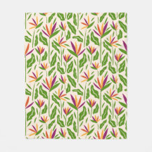 Floral pattern of tropical leaves and flowers