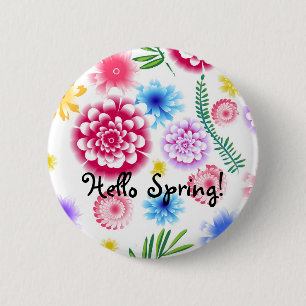 floral pattern on a white background. 2 inch round button