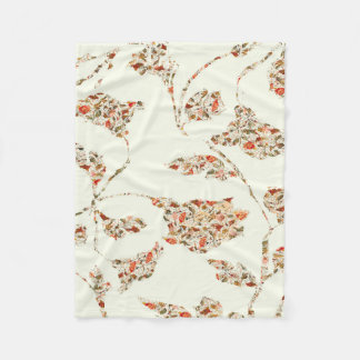 floral pattern on cream fleece blanket bywhacky