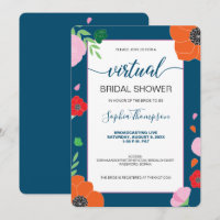 FLORAL Pattern on dark  blue VIRTUAL BRIDAL SHOWER
