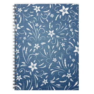 Floral pattern on denim notebook