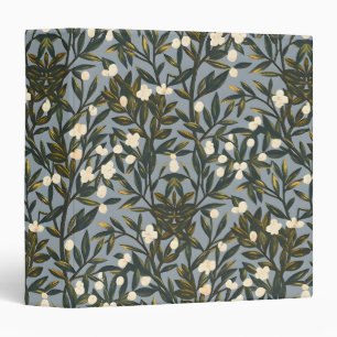 Floral pattern on dusty blue-gray background binder