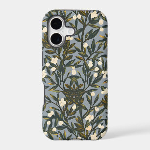 Floral pattern on  dusty blue-grey background