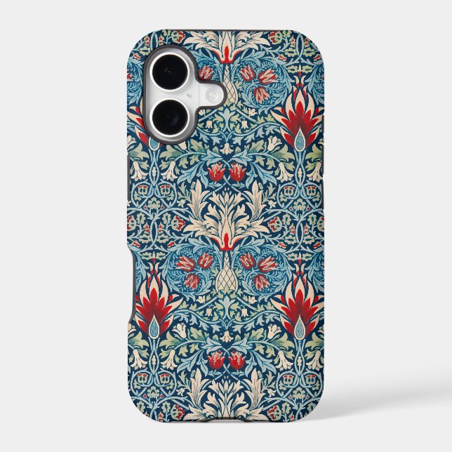 Floral pattern on green leaves blue background (Back)