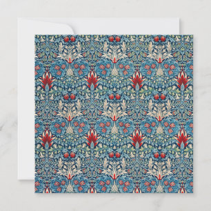 Floral pattern on green leaves blue background thank you card
