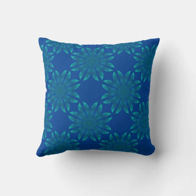 Floral pattern on indigo throw pillow (Back)