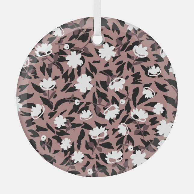 Floral pattern on leopard background. glass ornament (Front)