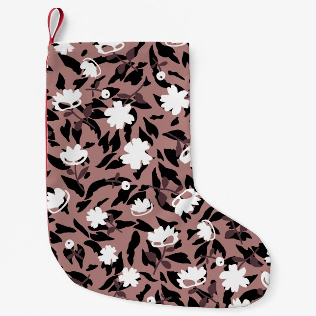 Floral pattern on leopard background. small christmas stocking (Front)