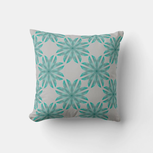 Floral pattern on light gray throw pillow (Front)
