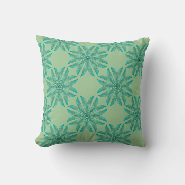 Floral pattern on mint green throw pillow (Front)