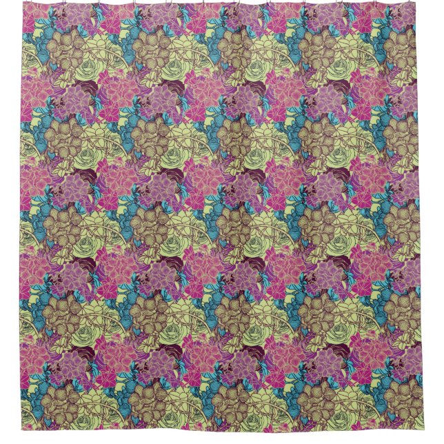 Floral Pattern Orchid Roses Yellow Green Purple  (Front)