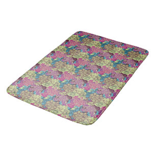Floral Pattern Orchid Roses Yellow Green Purple Bath Mat